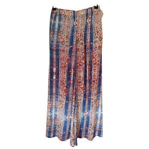 Show Me Your MuMu Pants Women's Paisley Floral Blue Red Wide Leg Bohemian Small